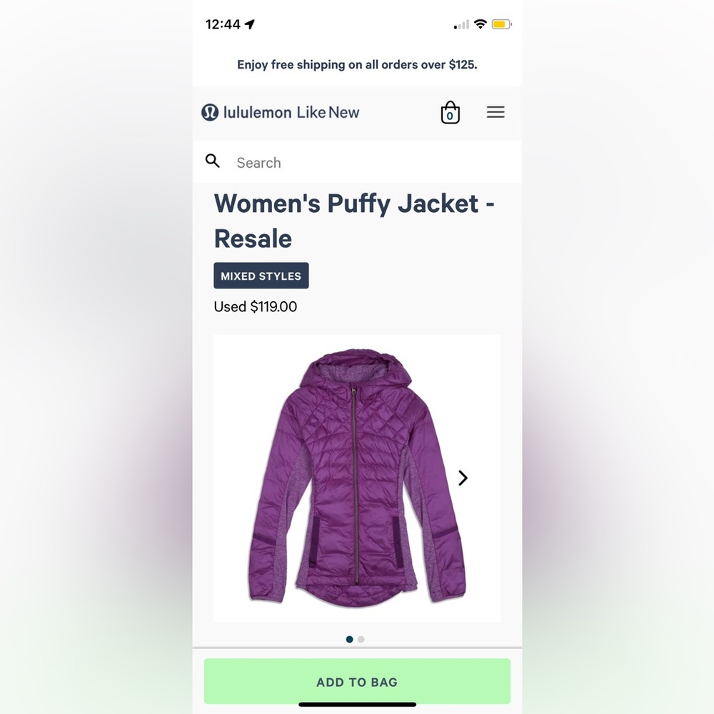 Lululemon Puffy Jacket - Purple